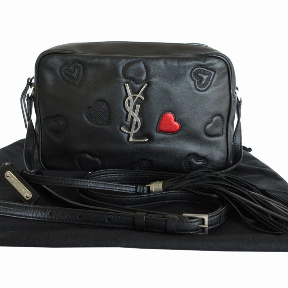 Saint Laurent Crossbody bag leather black silver